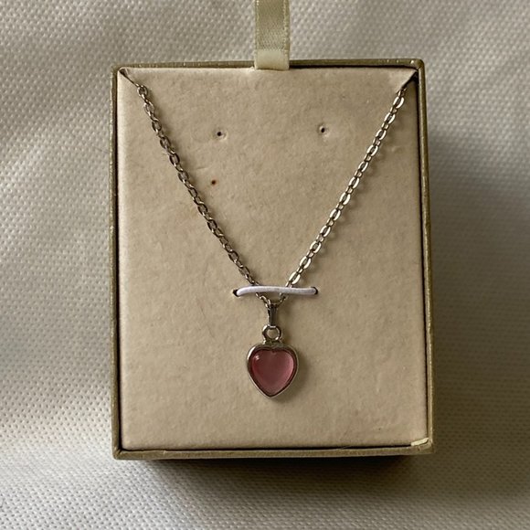 Boxed Pink Heart Silver Necklace - Picture 3 of 6